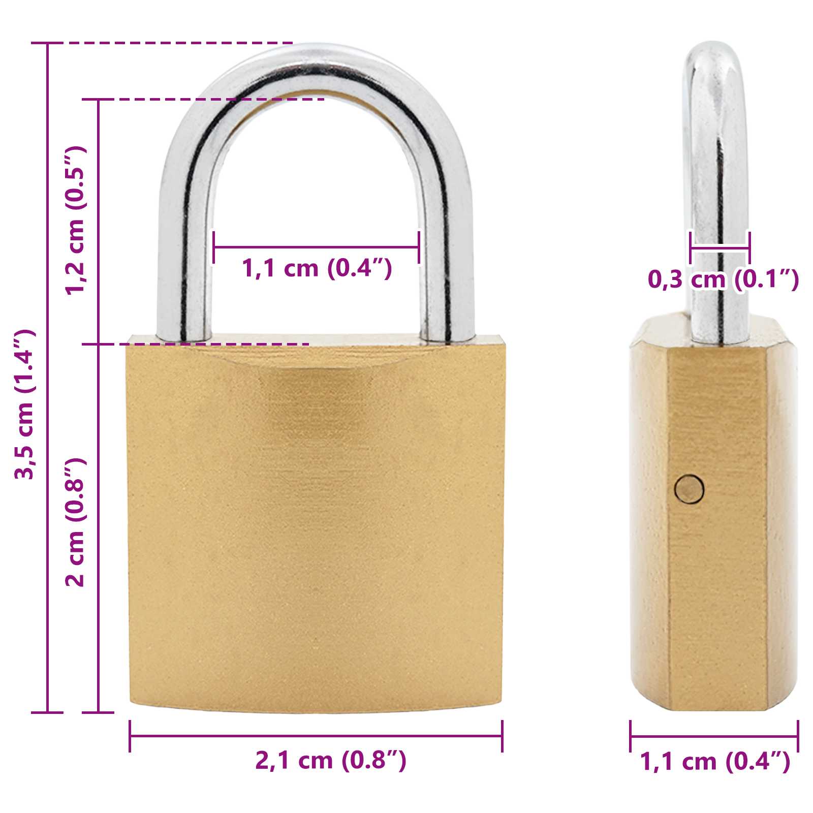 U-Lukko Avaimilla 2 Pcs Messinki Rauta
