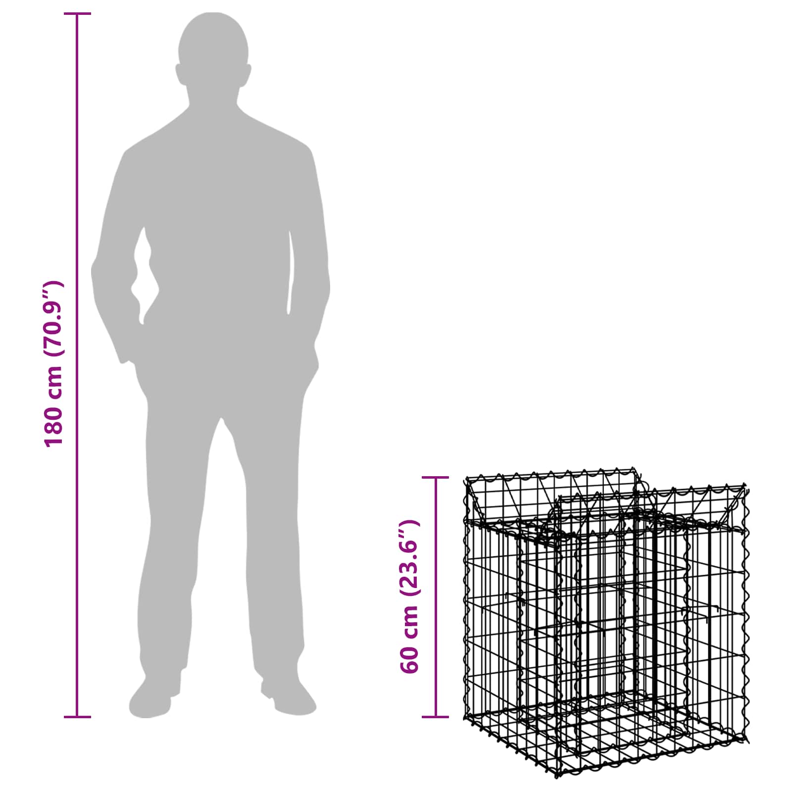Gabion Kohotettu Peti Hopea