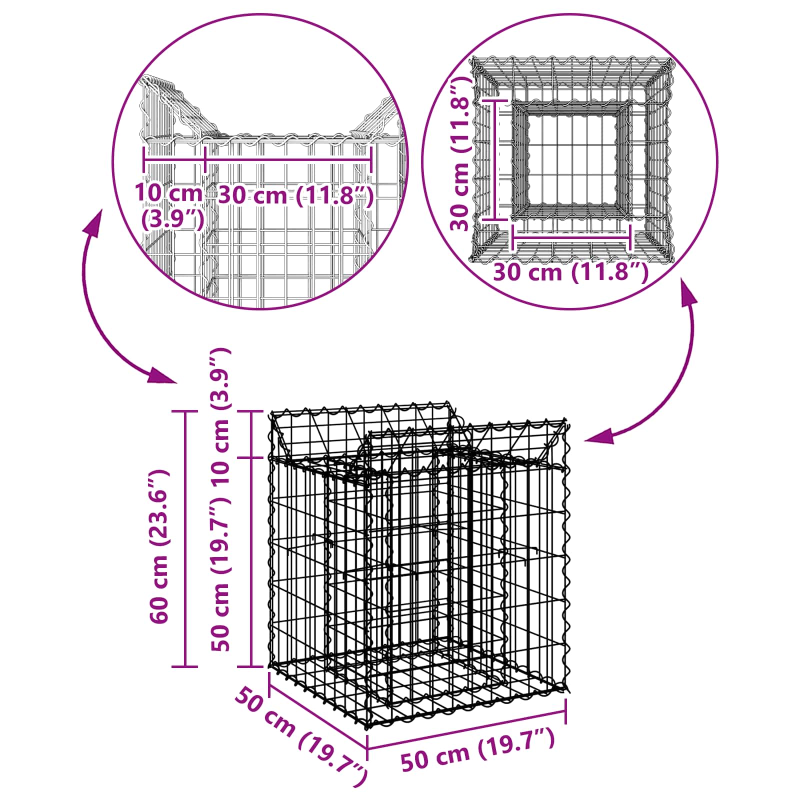 Gabion Kohotettu Peti Hopea