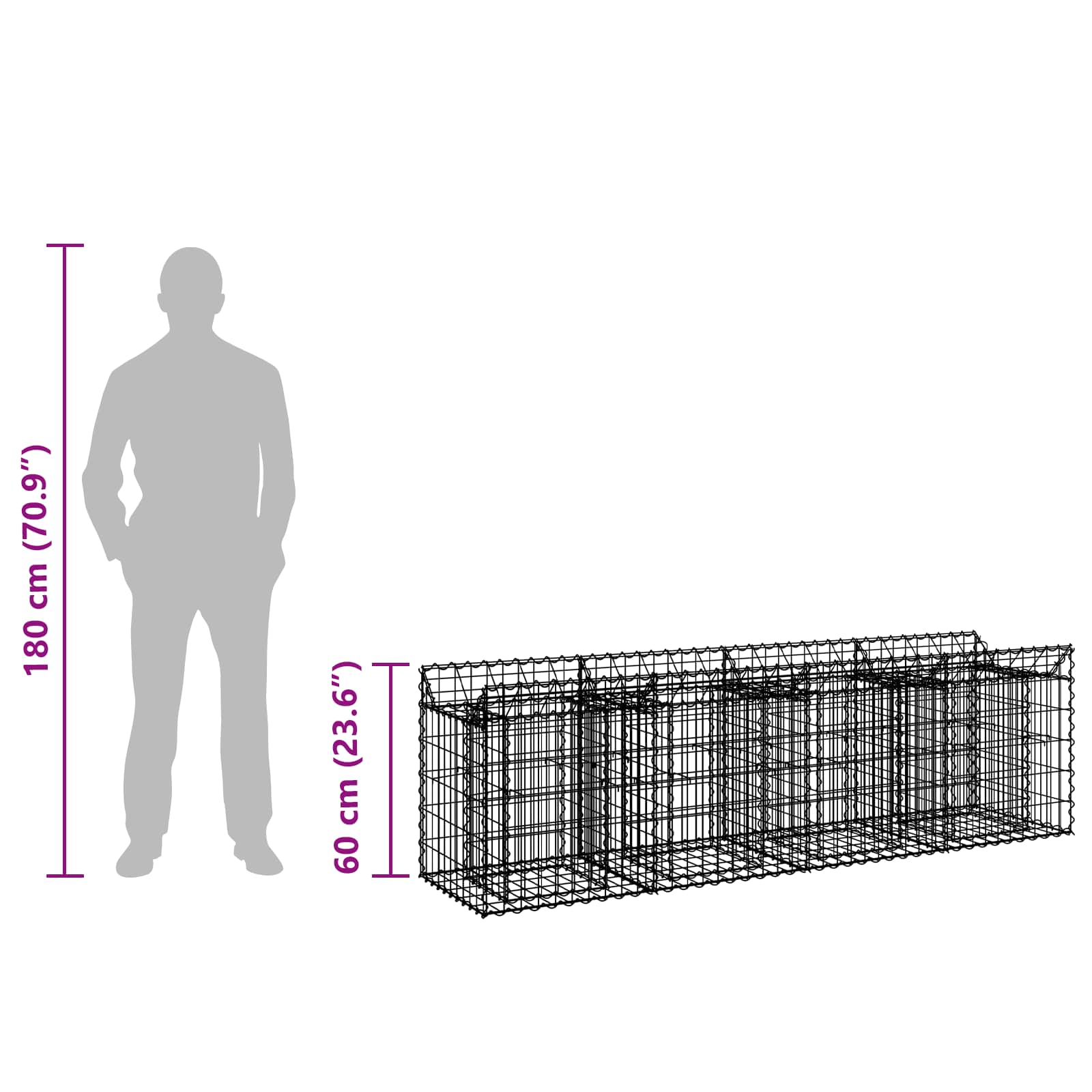Gabion Kohotettu Peti Hopea