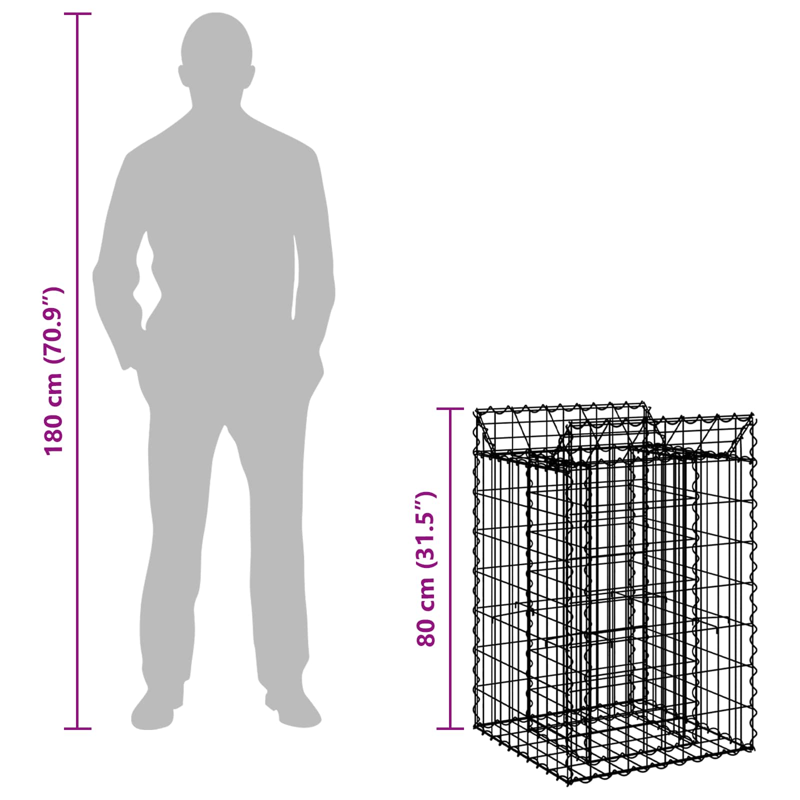 Gabion Kohotettu Peti Hopea