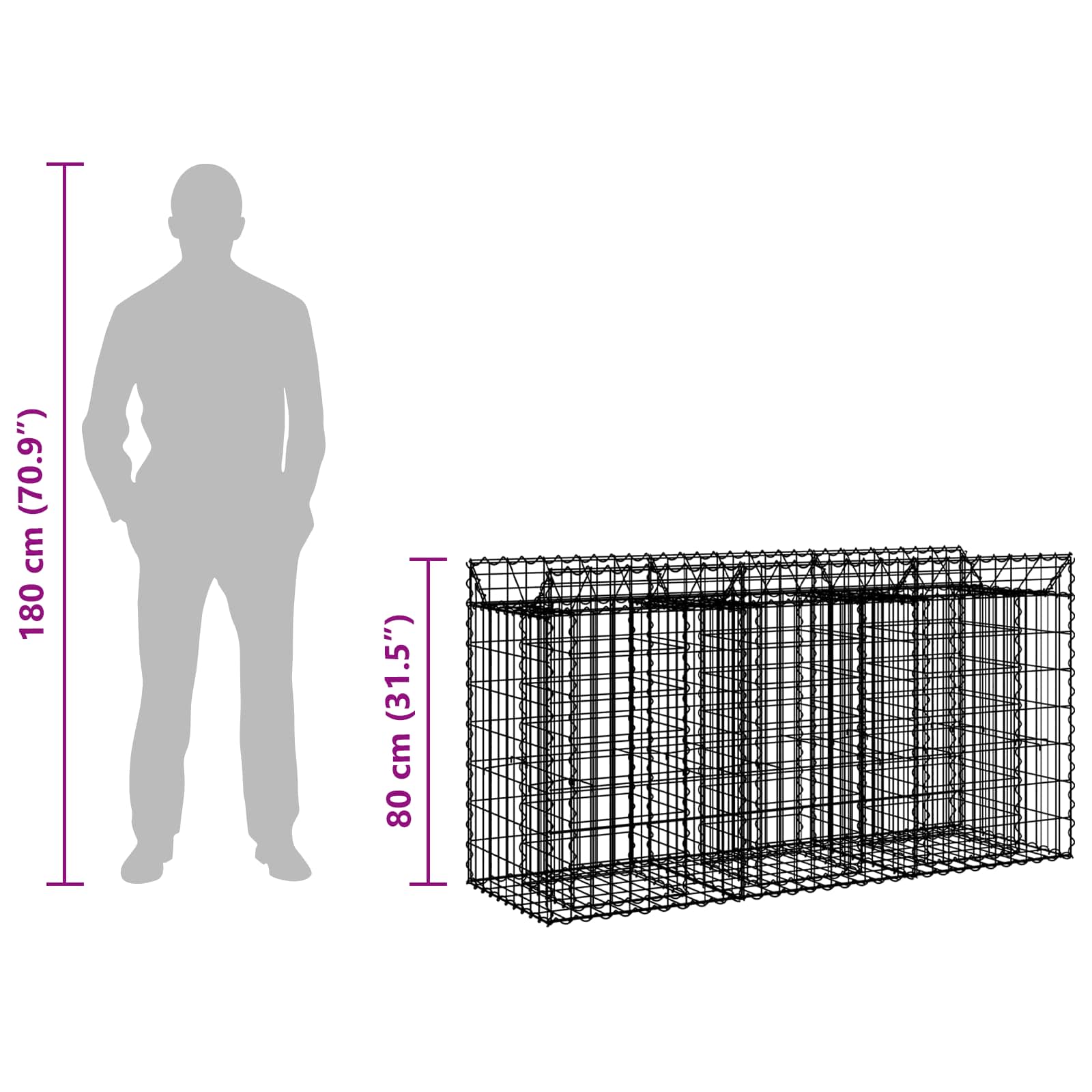 Gabion Kohotettu Peti Hopea