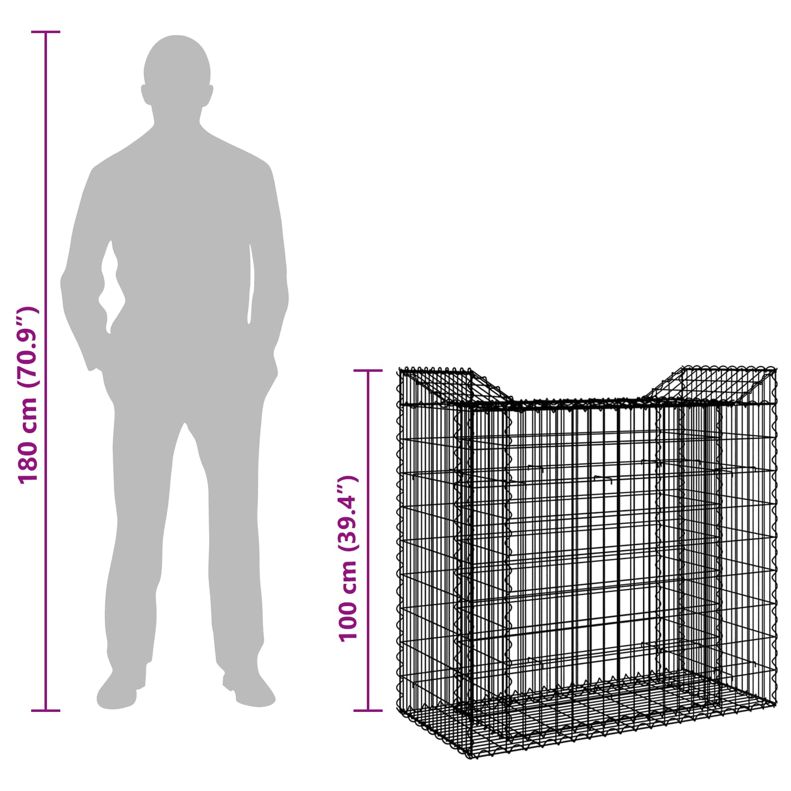 Gabion Kohotettu Peti Hopea
