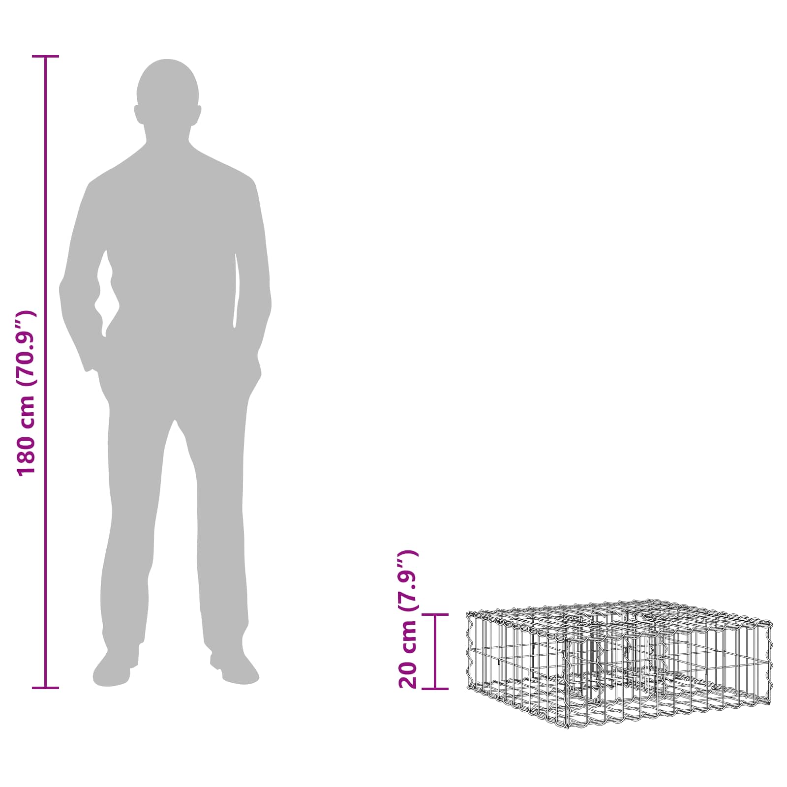 Gabion Kohotettu Peti Hopea