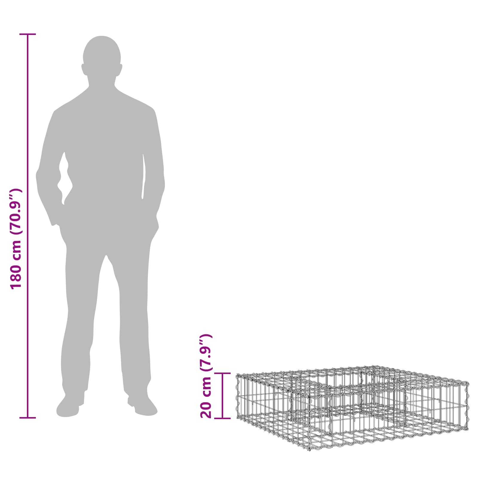 Gabion Kohotettu Peti Hopea