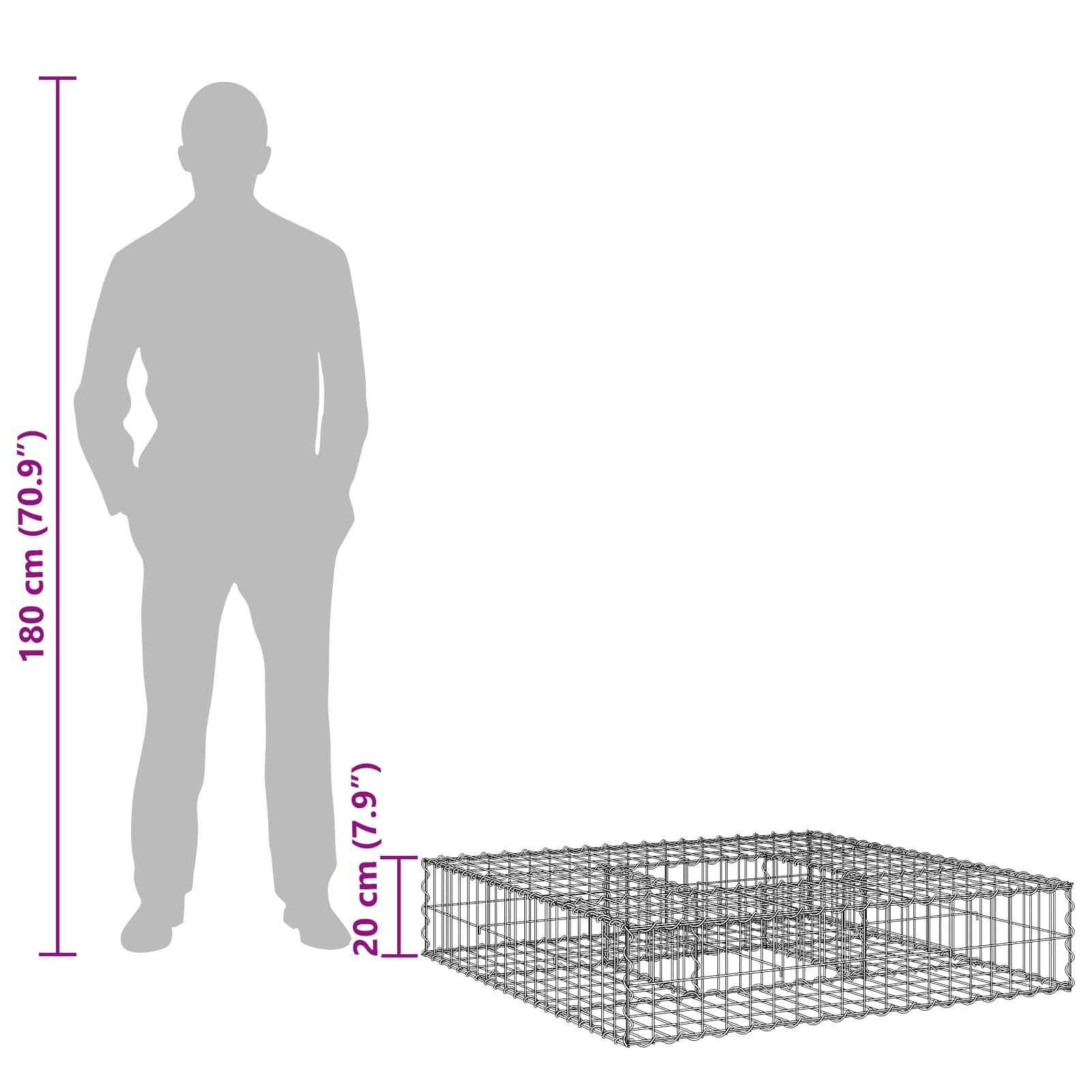 Gabion Kohotettu Peti Hopea