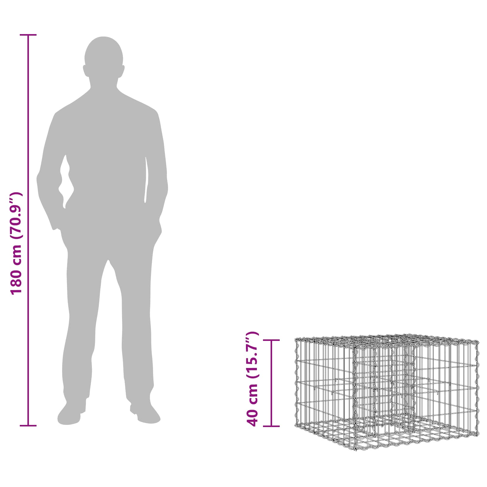 Gabion Kohotettu Peti Hopea