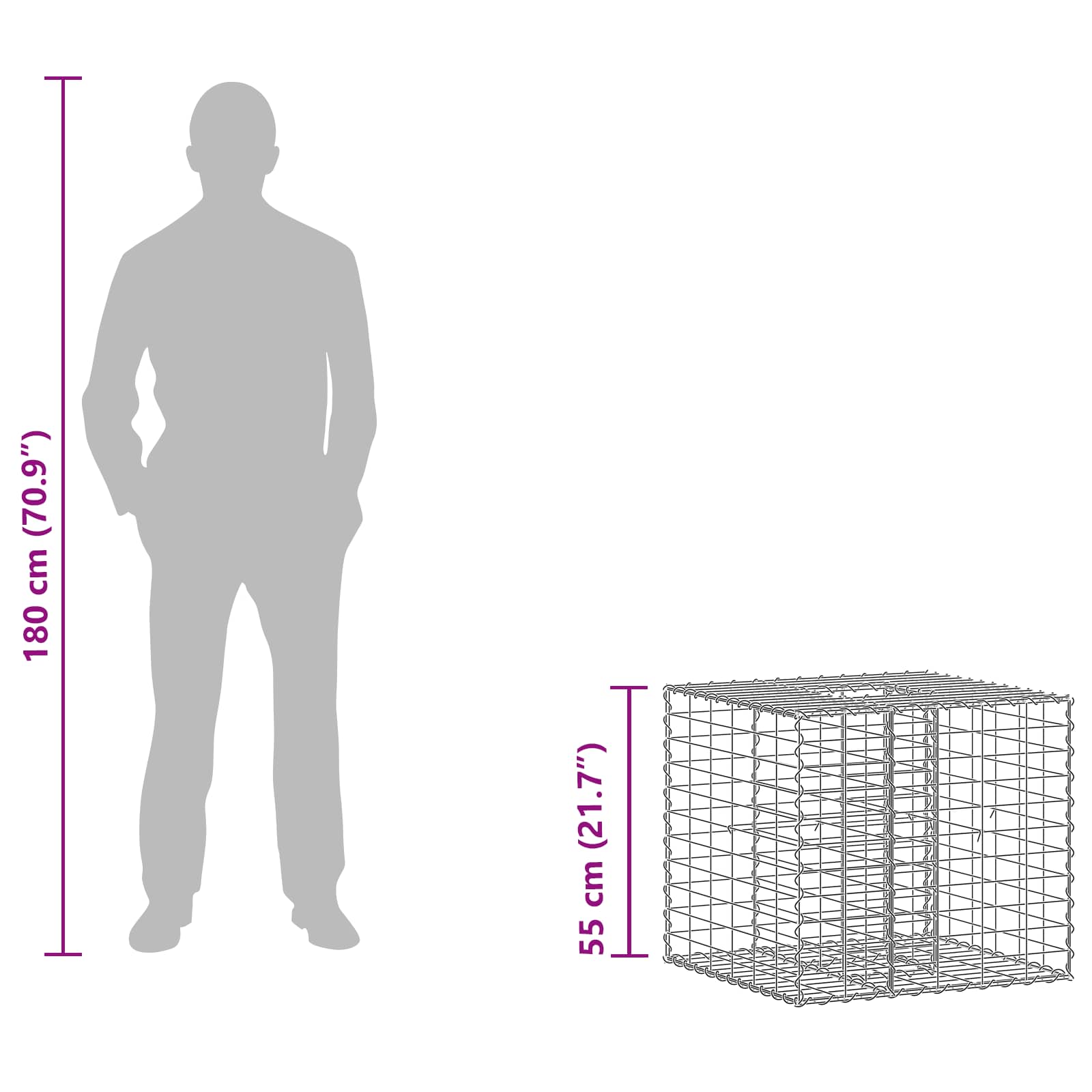 Gabion Kohotettu Peti Hopea