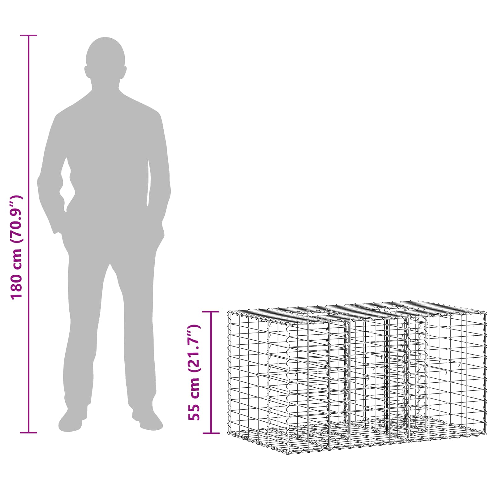 Gabion Kohotettu Peti Hopea