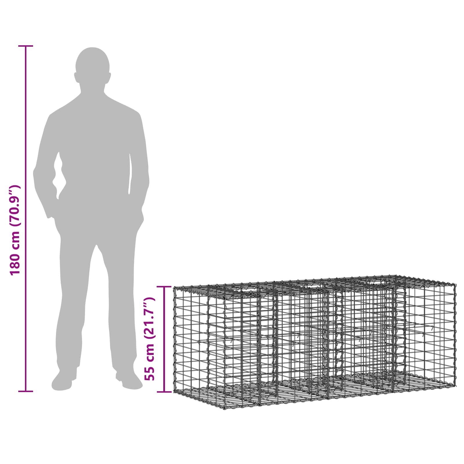Gabion Kohotettu Peti Hopea