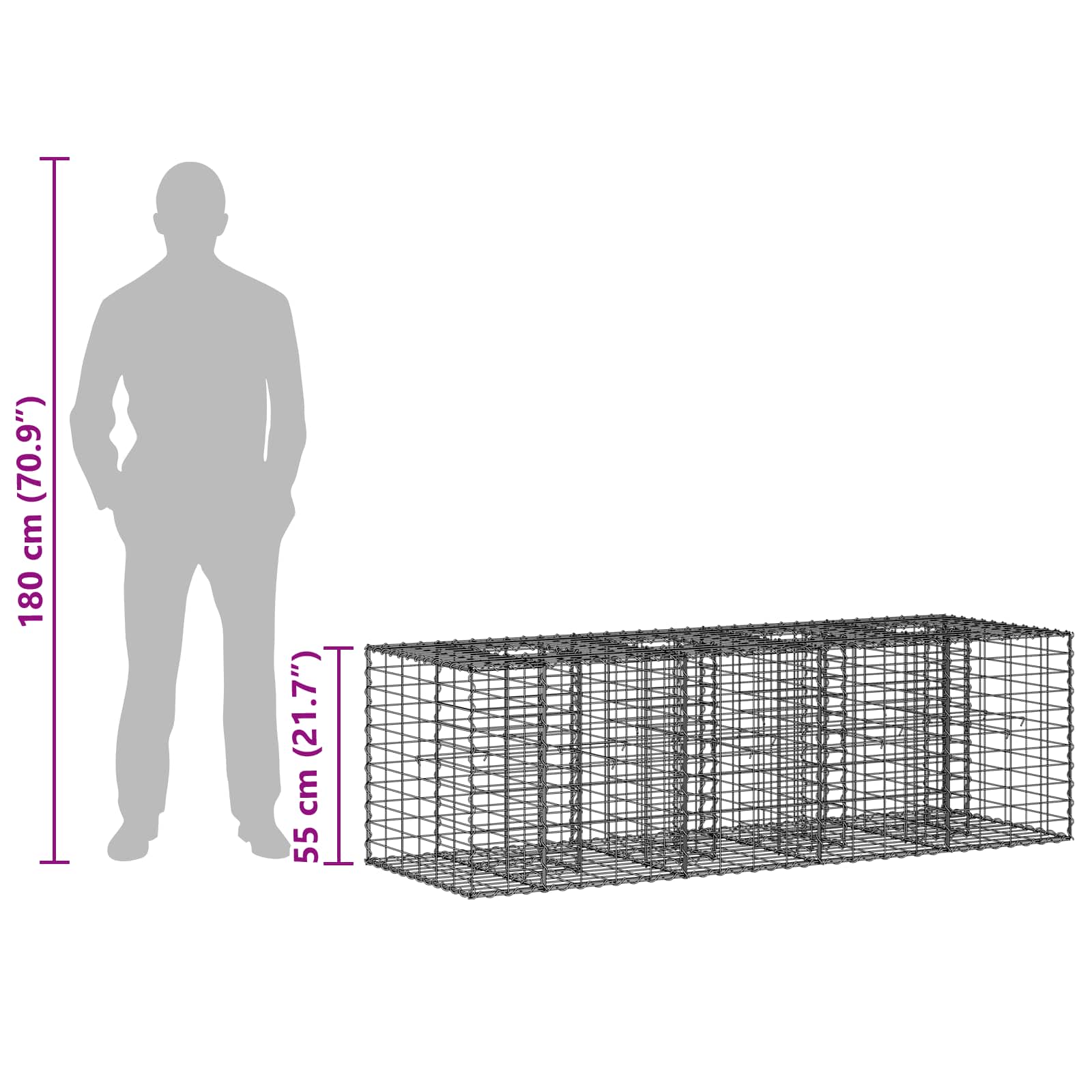 Gabion Kohotettu Peti Hopea