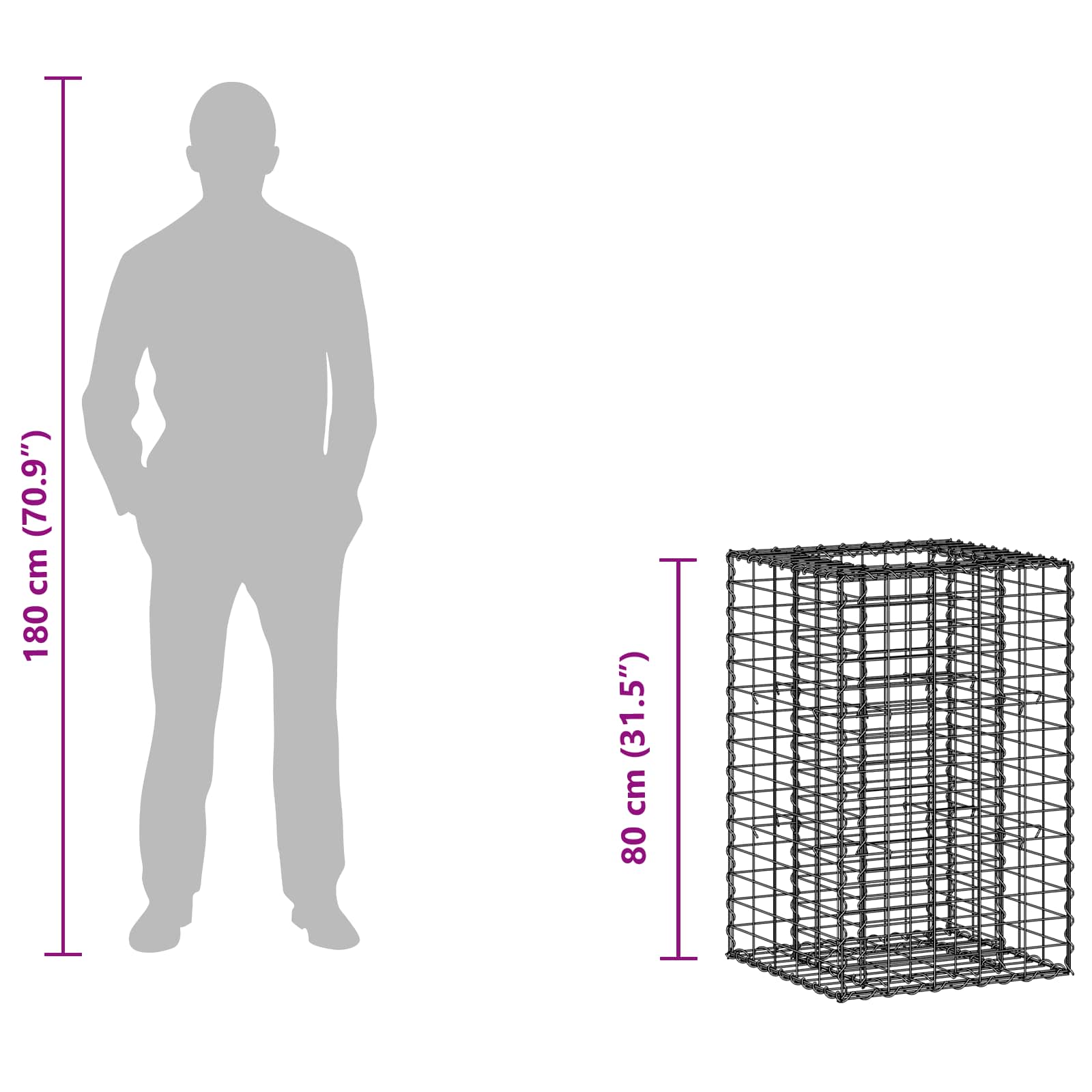 Gabion Kohotettu Peti Hopea