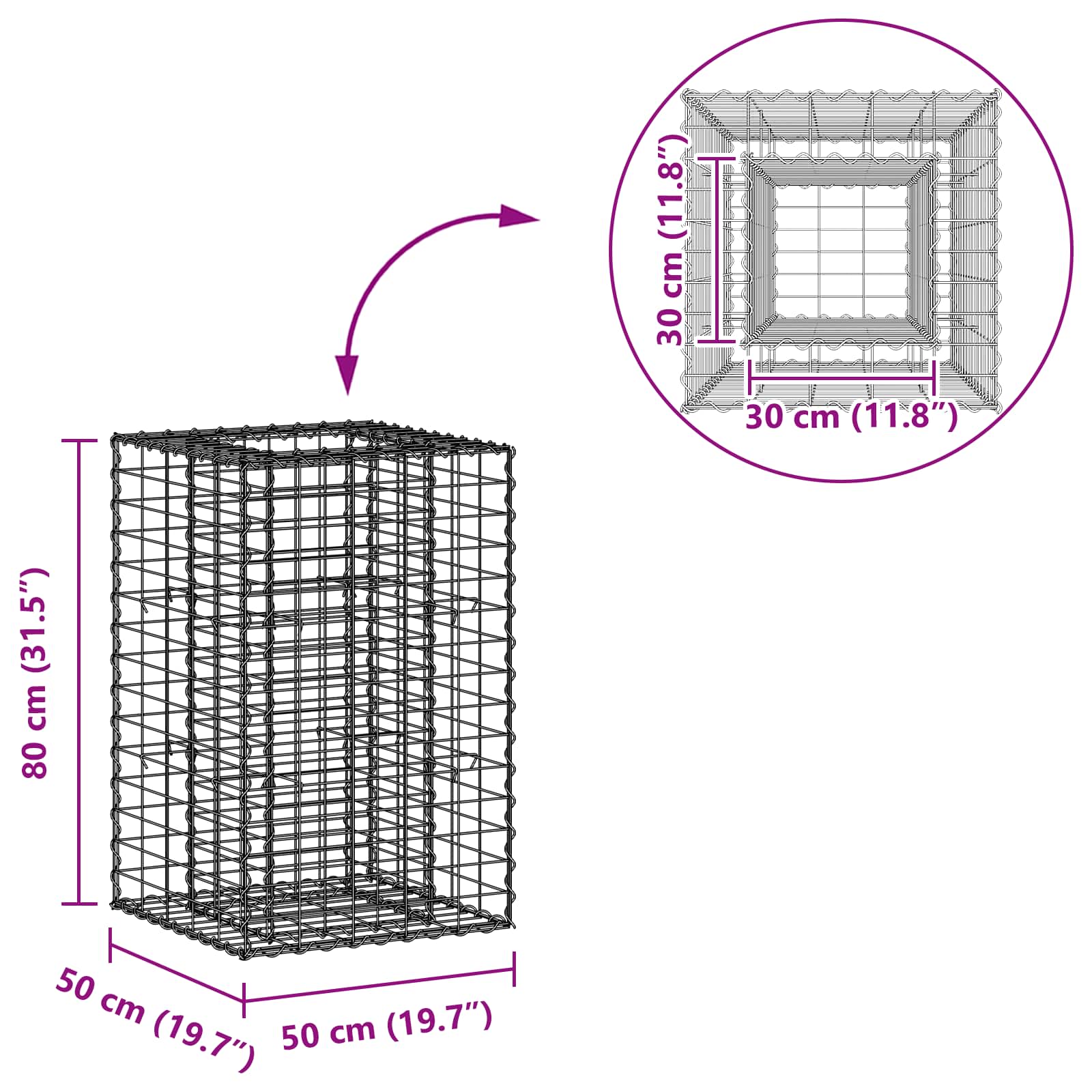 Gabion Kohotettu Peti Hopea