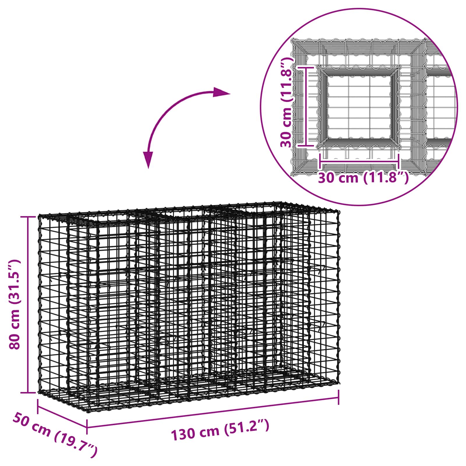 Gabion Kohotettu Peti Hopea