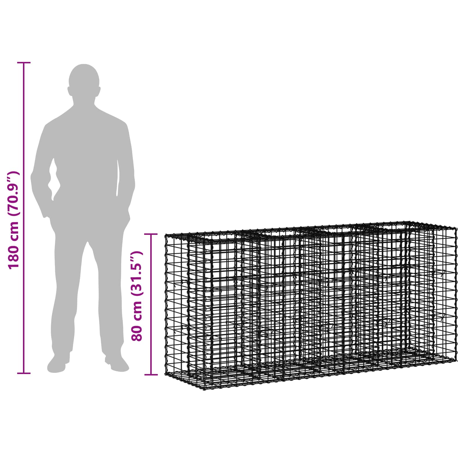 Gabion Kohotettu Peti Hopea