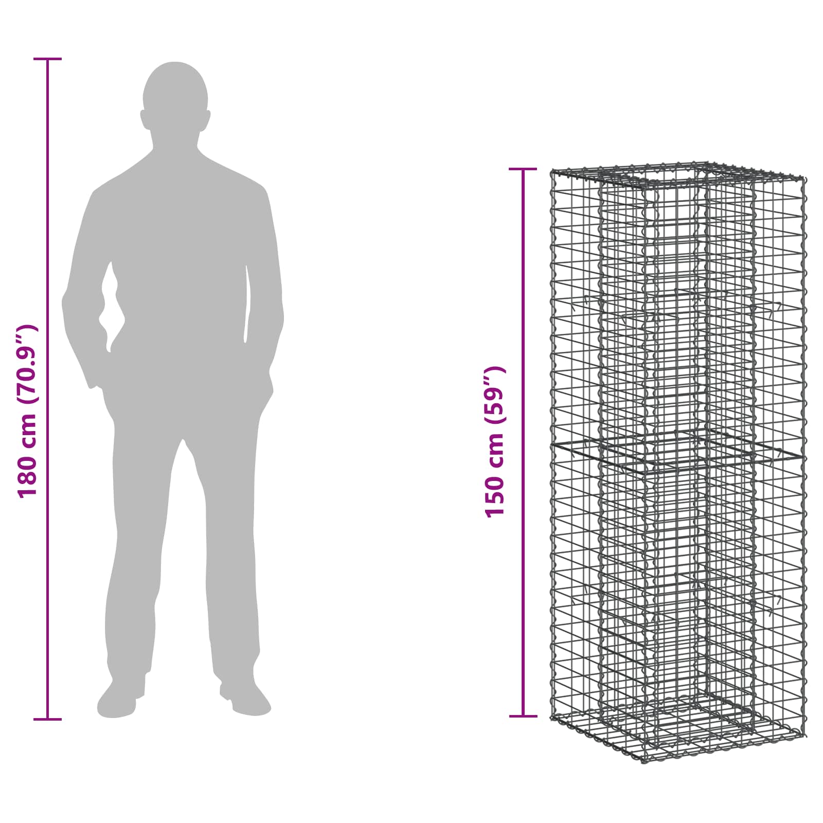 Gabion Kohotettu Peti Hopea