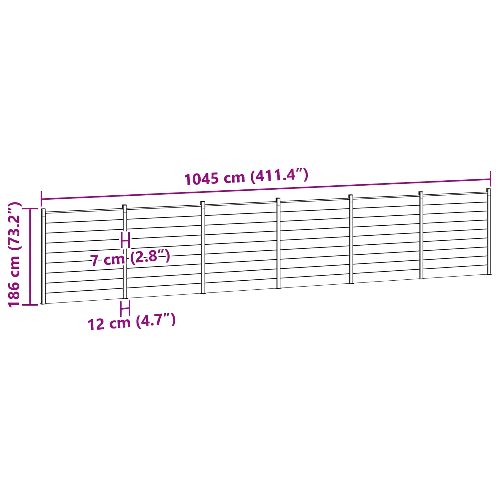 Aidat Setti 6 Pcs 1045 X 186 Cm Wpc Ja Alumiini Musta