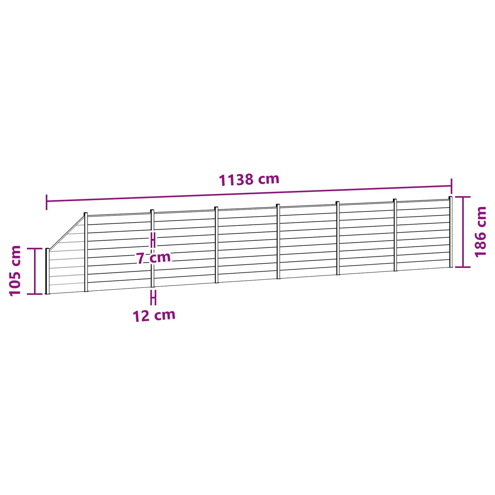 Aidat Setti 7 Pcs 1138 X 186 Cm Wpc Ja Alumiini Musta