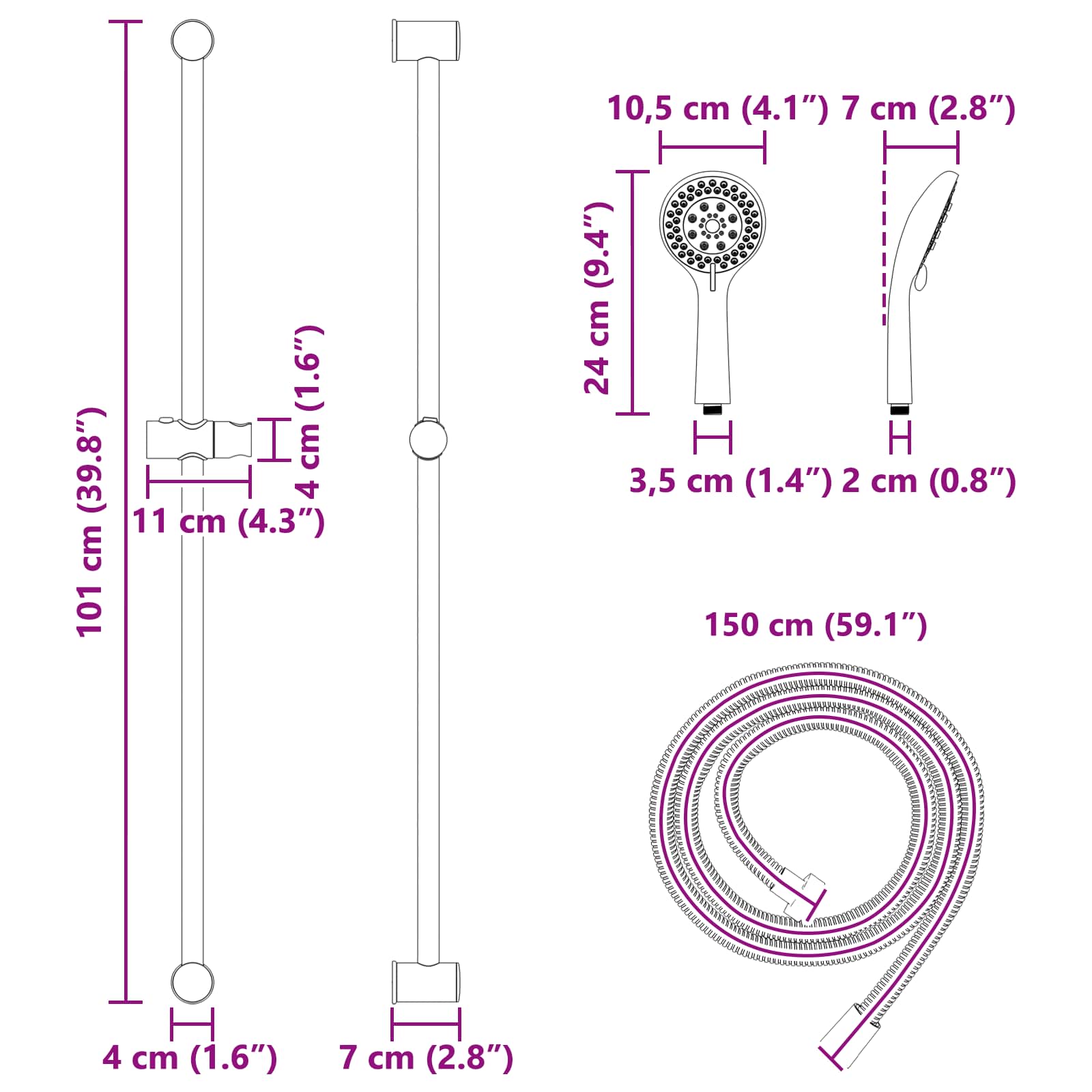 Suihkusuunnitelma Kromi 100 Cm Ruostumaton Teräs