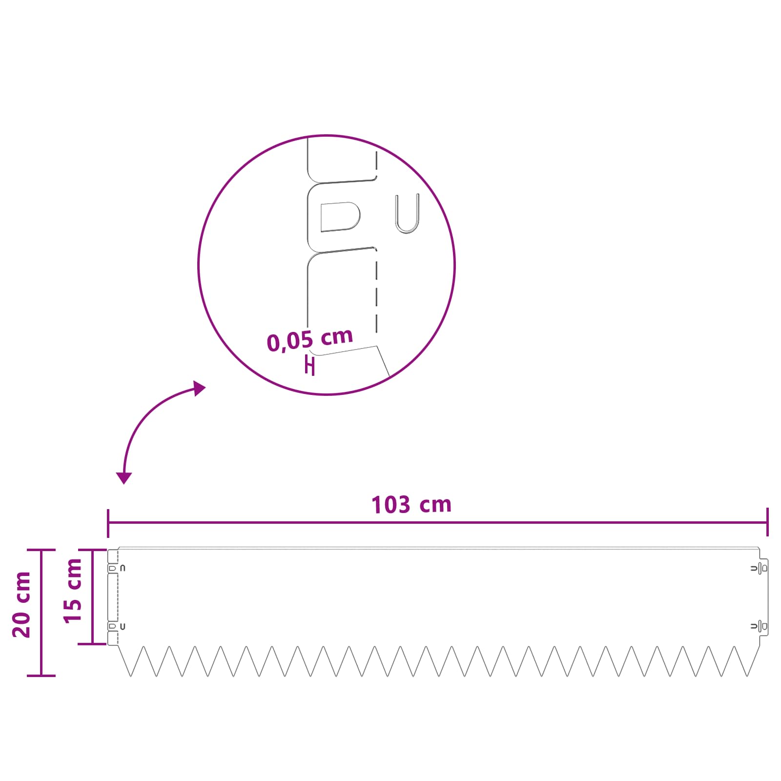 Nurmireunus 30 Pcs 103 X 20 Cm Teräs Antrasiitti