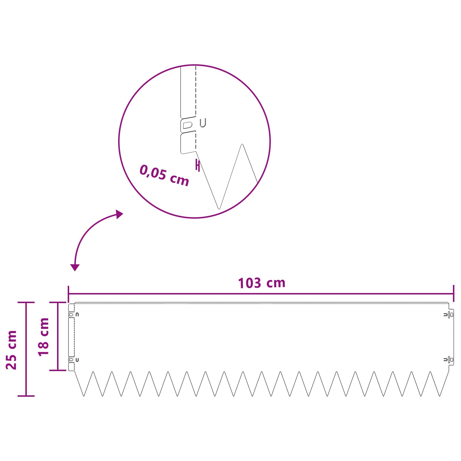 Nurmireunus 10 Pcs 103 X 25 Cm Teräs Ruosteinen