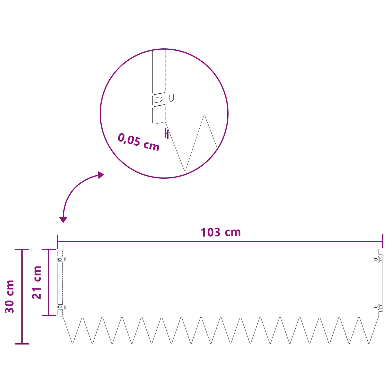 Nurmireunus 10 Pcs 103 X 30 Cm Teräs Antrasiitti