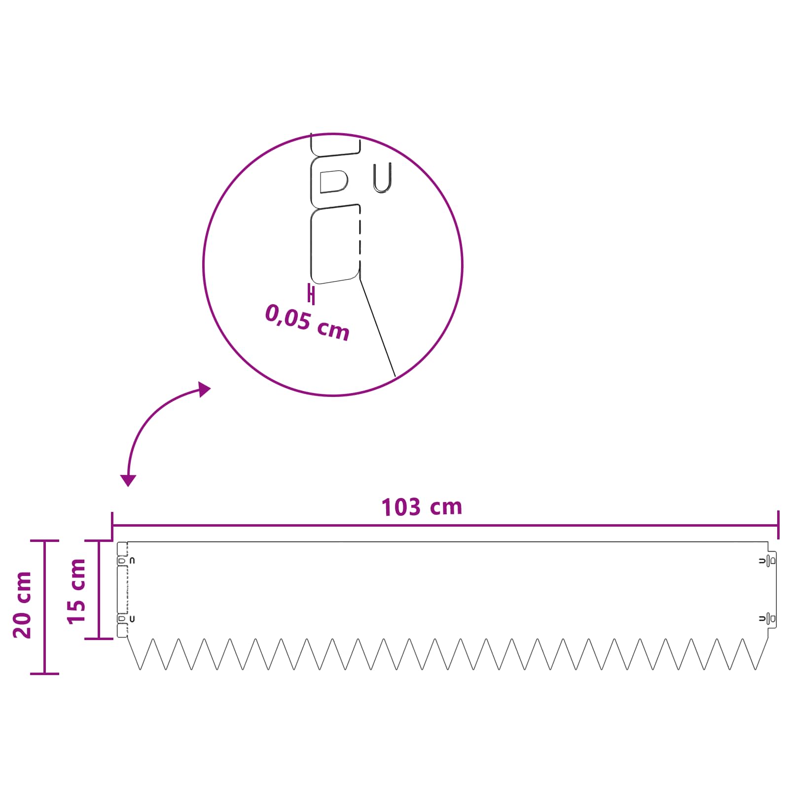 Nurmireunus 30 Pcs 103 X 20 Cm Teräs Musta