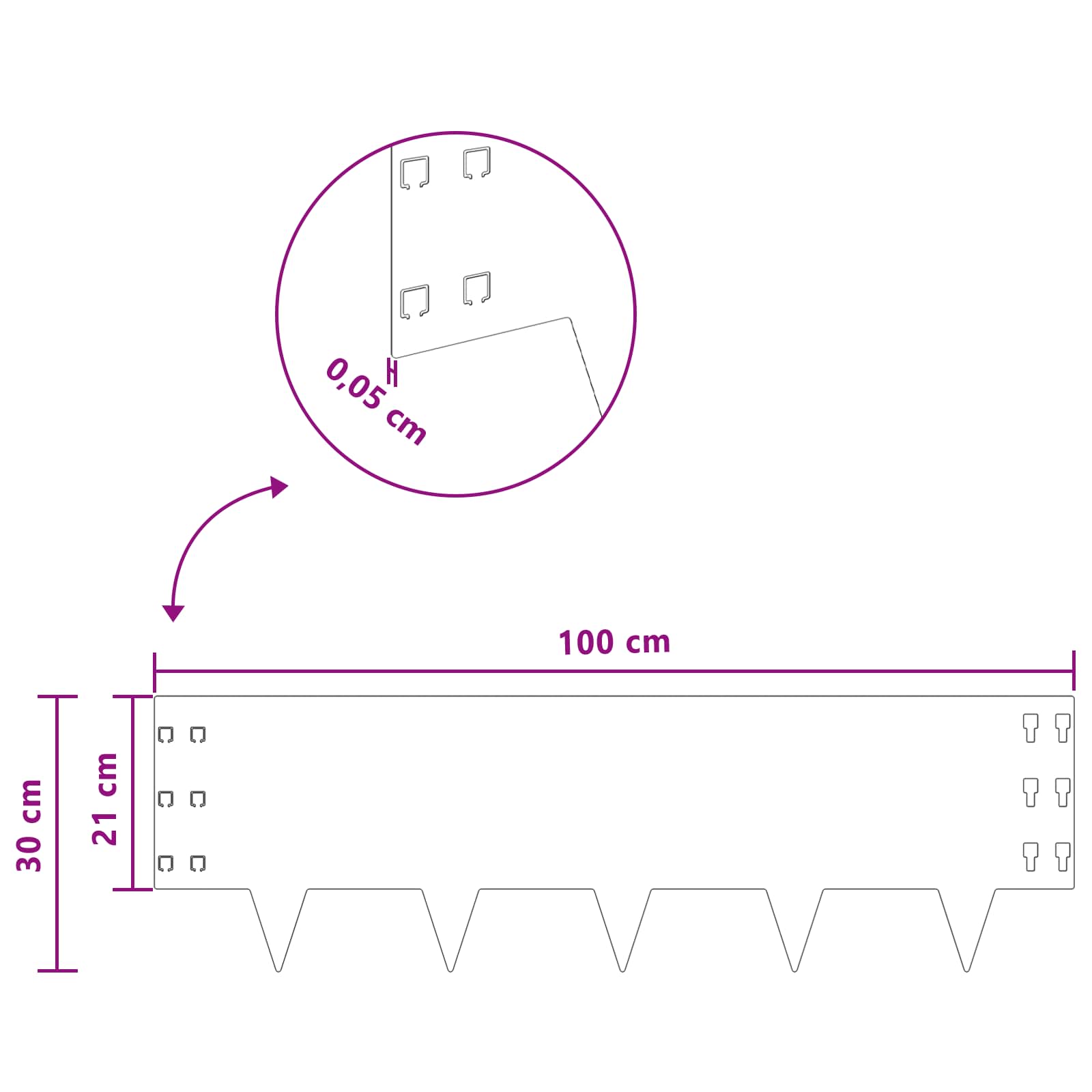 Nurmireunus 20 Pcs 100 X 30 Cm Teräs Ruosteinen