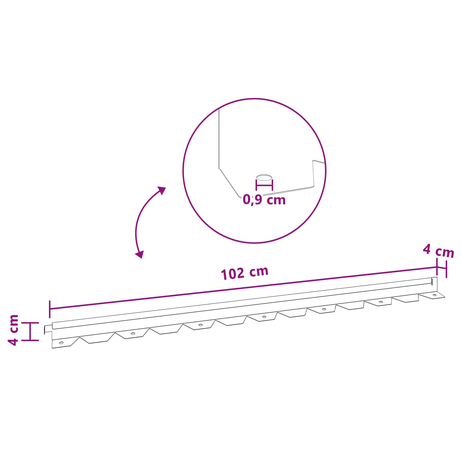 Nurmireunus 30 Pcs 102 X 4 X 4 Cm Teräs Musta
