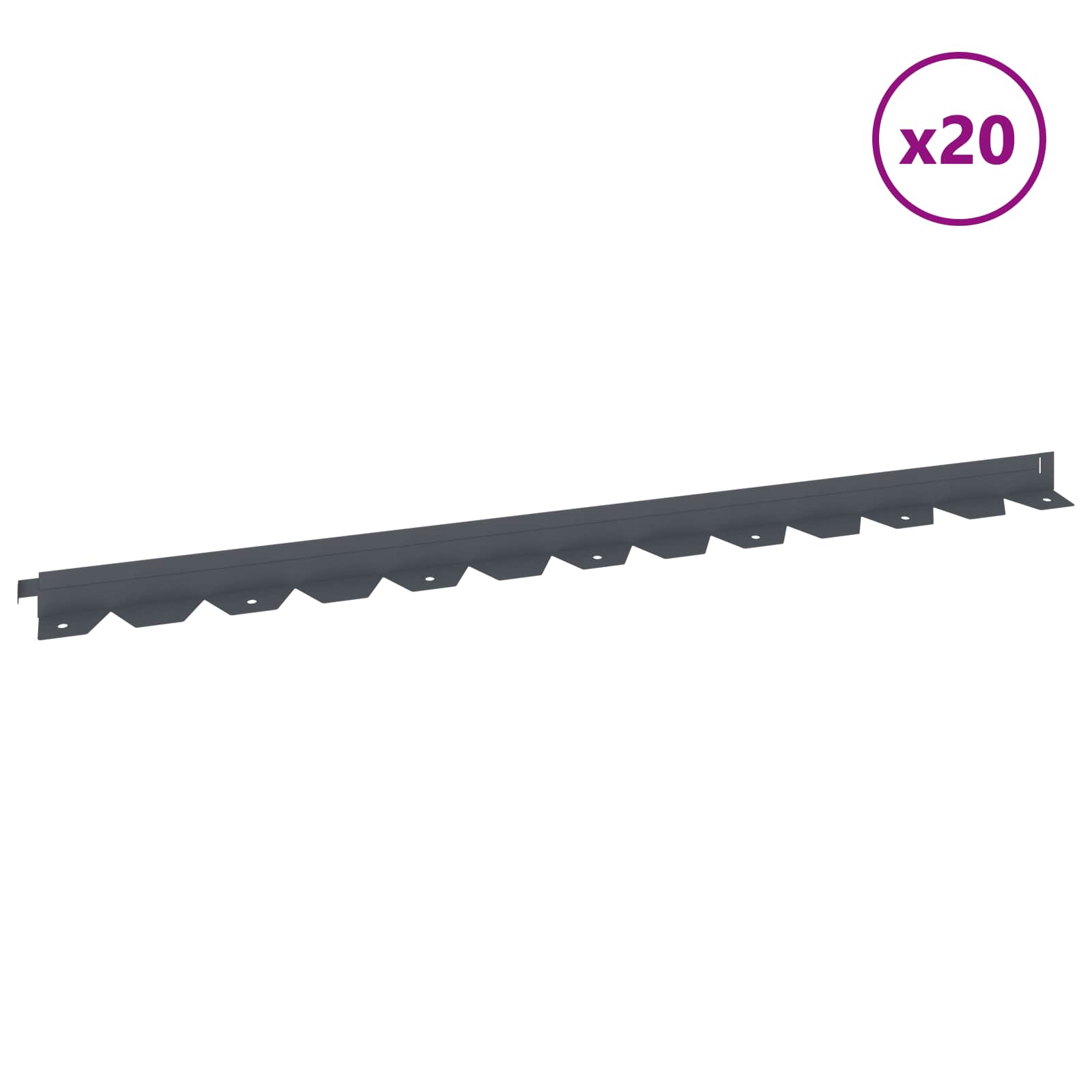 Nurmireunus 20 Pcs 102 X 4 X 4 Cm Teräs Antrasiitti