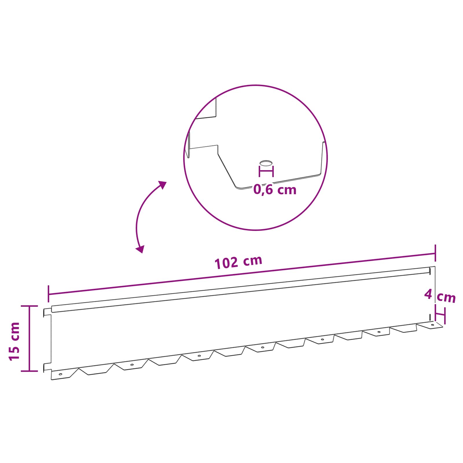 Nurmireunus 10 Pcs 102 X 15 X 4 Cm Teräs Ruosteinen