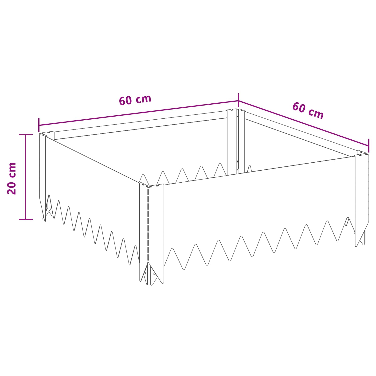 Nurmireunus 4 Pcs 60 X 60 X 20 Cm Teräs Ruosteinen
