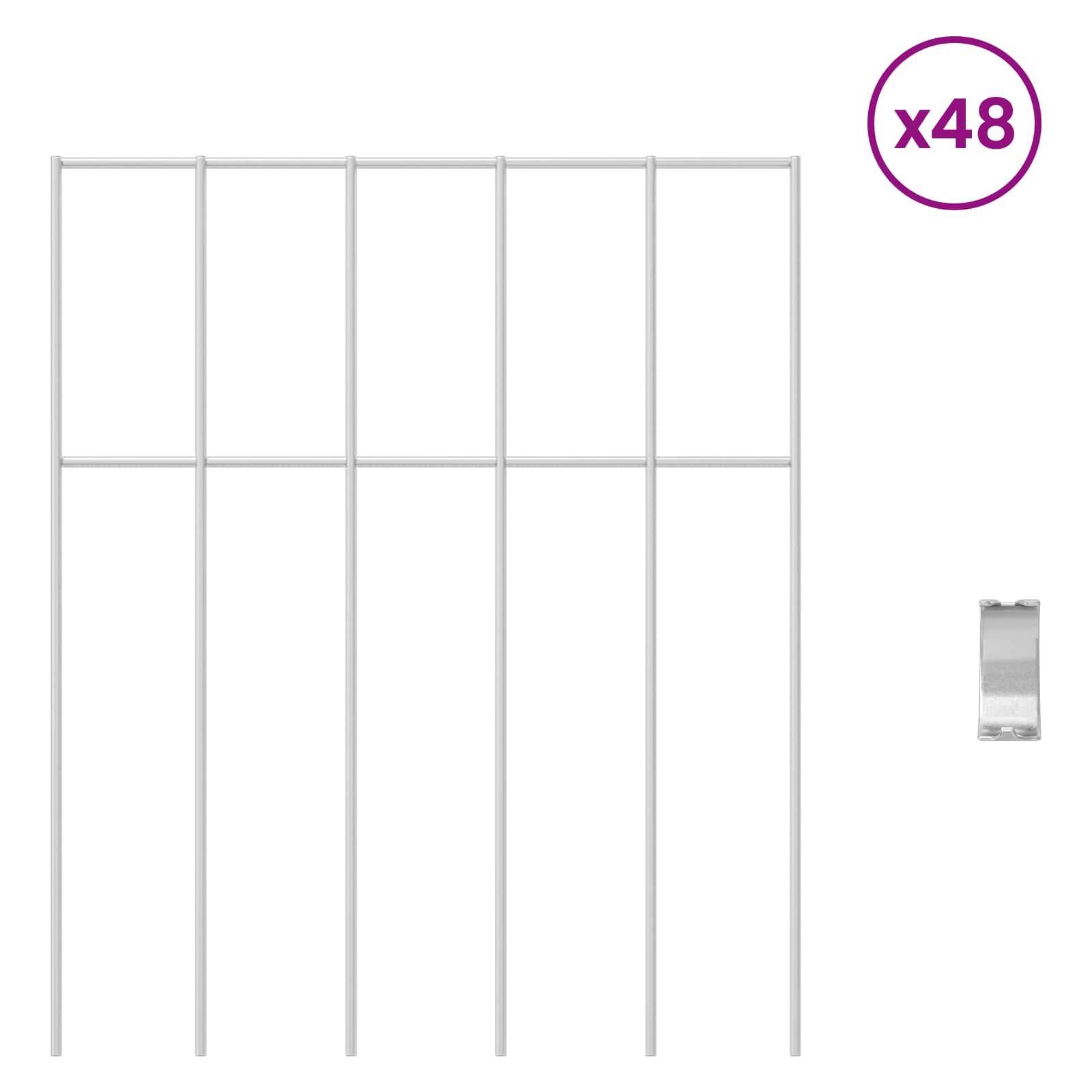 Puutarha-Aitapaneeli 48 Pcs Galvanoitu Teräs Hopea