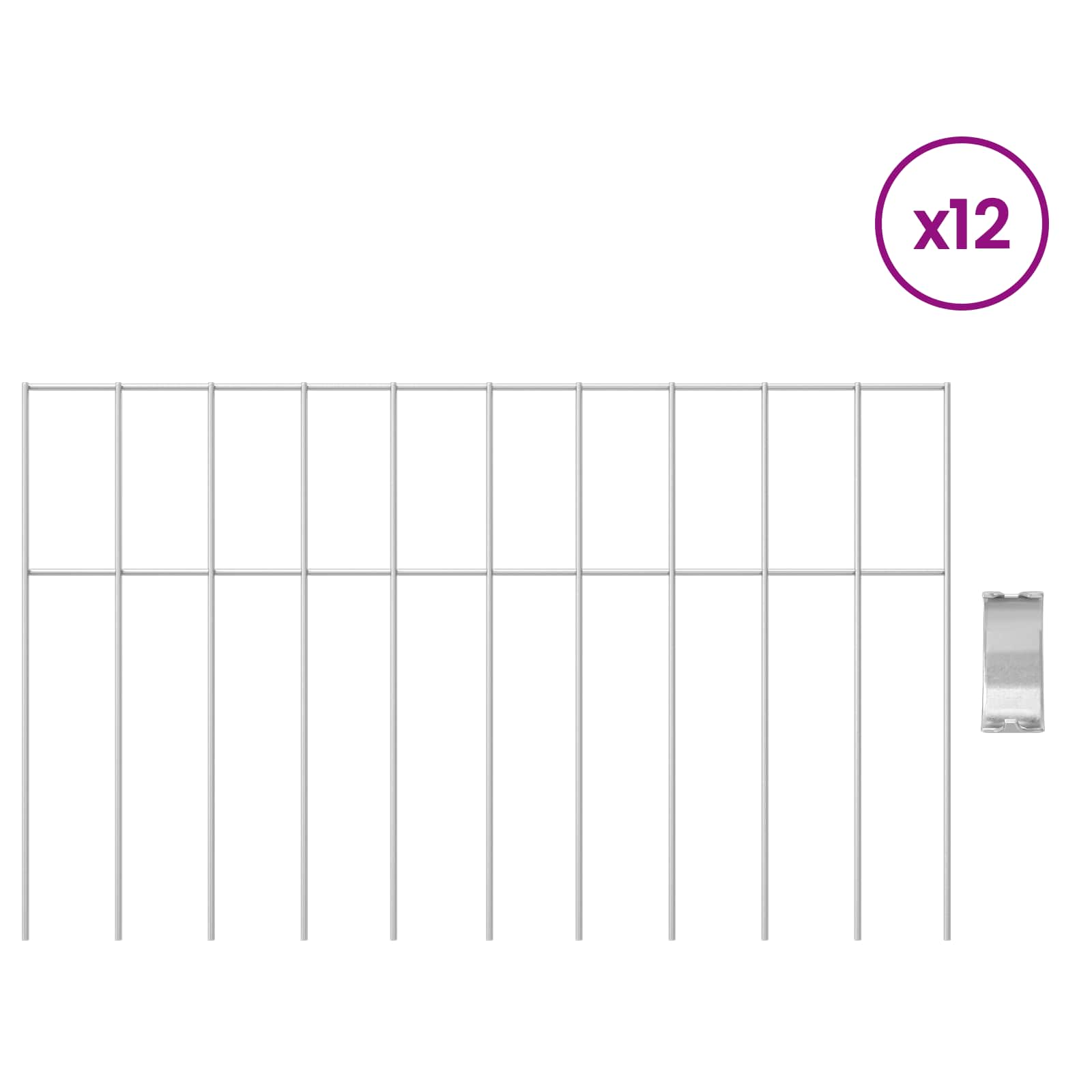 Puutarha-Aitapaneeli 12 Pcs Galvanoitu Teräs Hopea