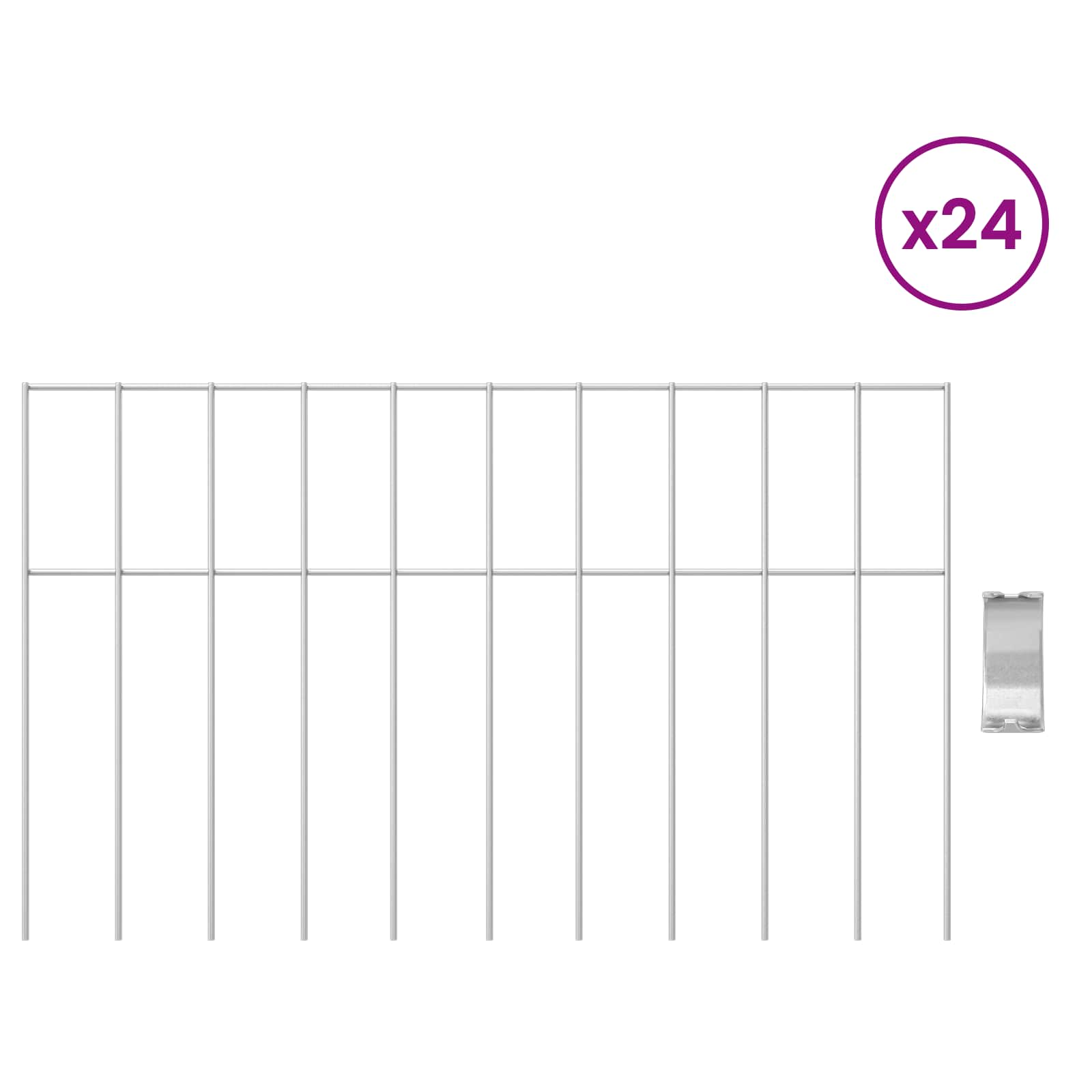 Puutarha-Aitapaneeli 24 Pcs Galvanoitu Teräs Hopea
