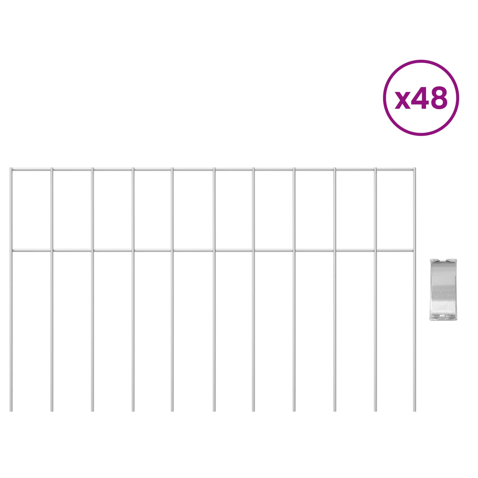 Puutarha-Aitapaneeli 48 Pcs Galvanoitu Teräs Hopea