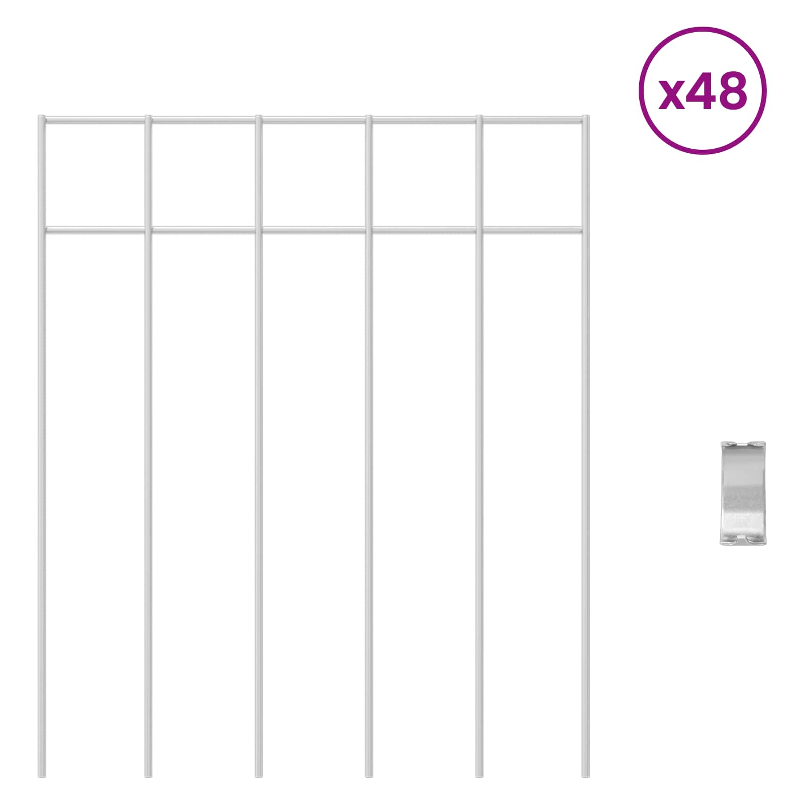 Puutarha-Aitapaneeli 48 Pcs Galvanoitu Teräs Hopea