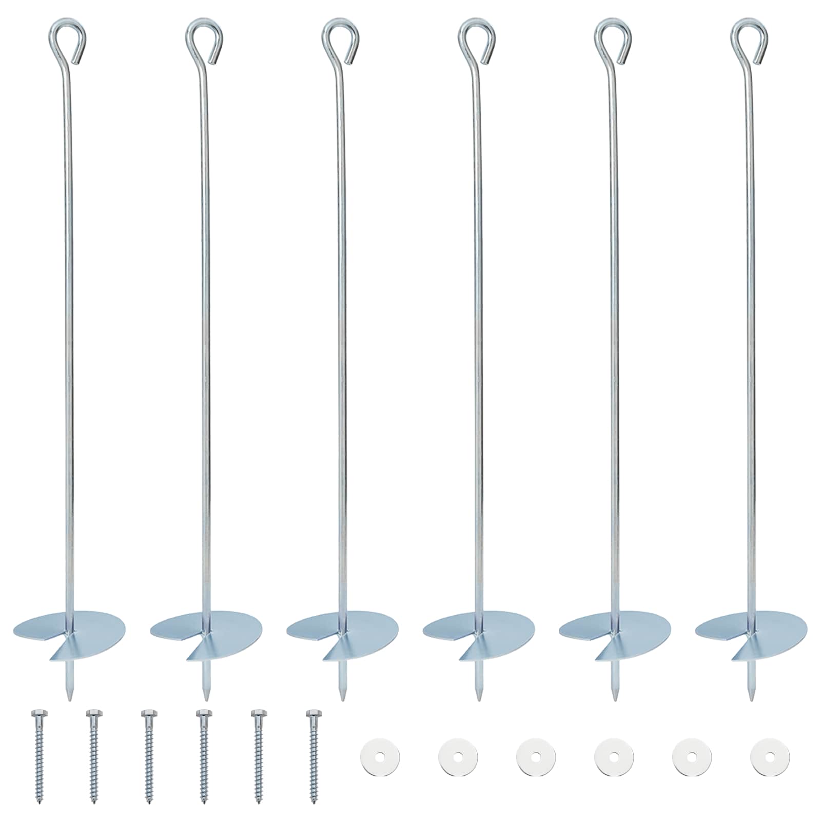Maakiinnike 6 Pcs Hopea Ø10 X 60 Cm Galvanoitu Metalli