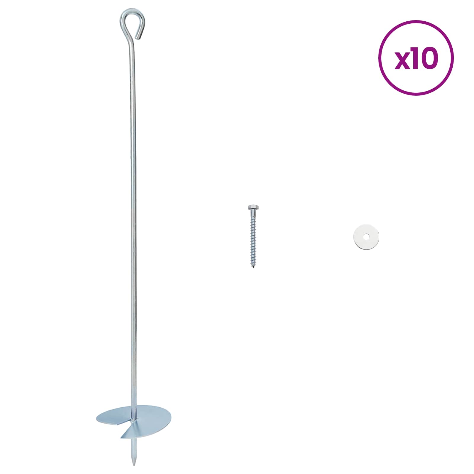 Maakiinnike 10 Pcs Hopea Ø10 X 60 Cm Galvanoitu Metalli