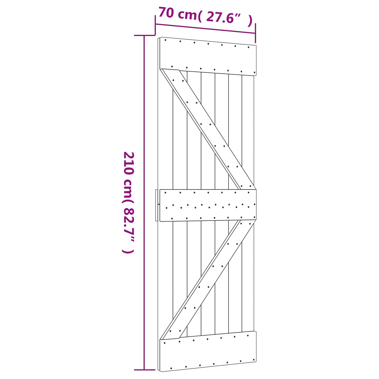 Liukuovi Luonnollinen Ja Musta 70 X 210 Cm Massiivinen Mänty