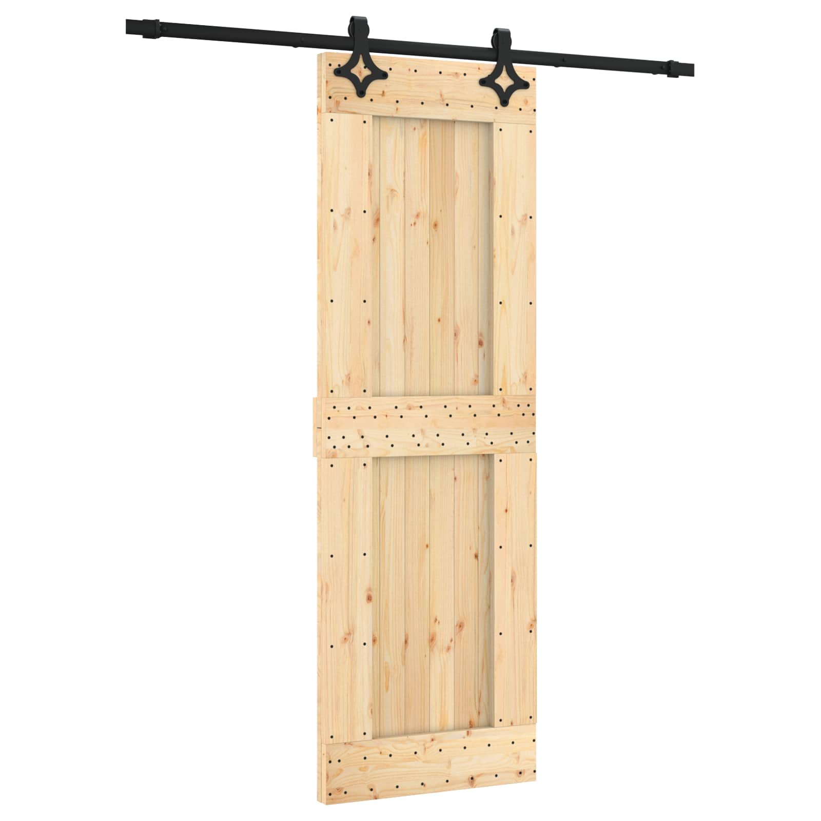 Liukuovi Luonnollinen Ja Musta 70 X 210 Cm Massiivinen Mänty
