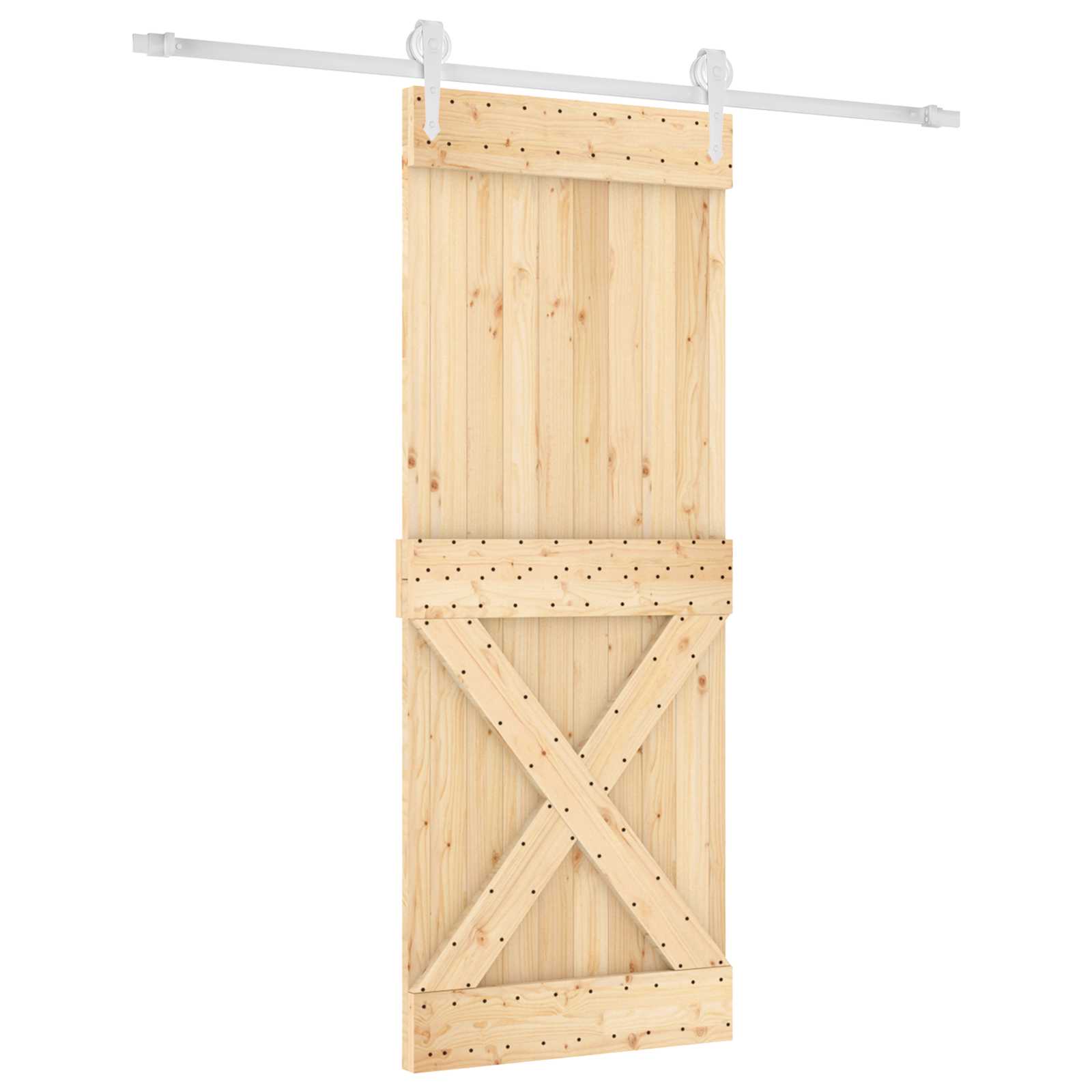Liukuovi Luonnollinen Ja Valkoinen 90 X 210 Cm Täysi Mänty