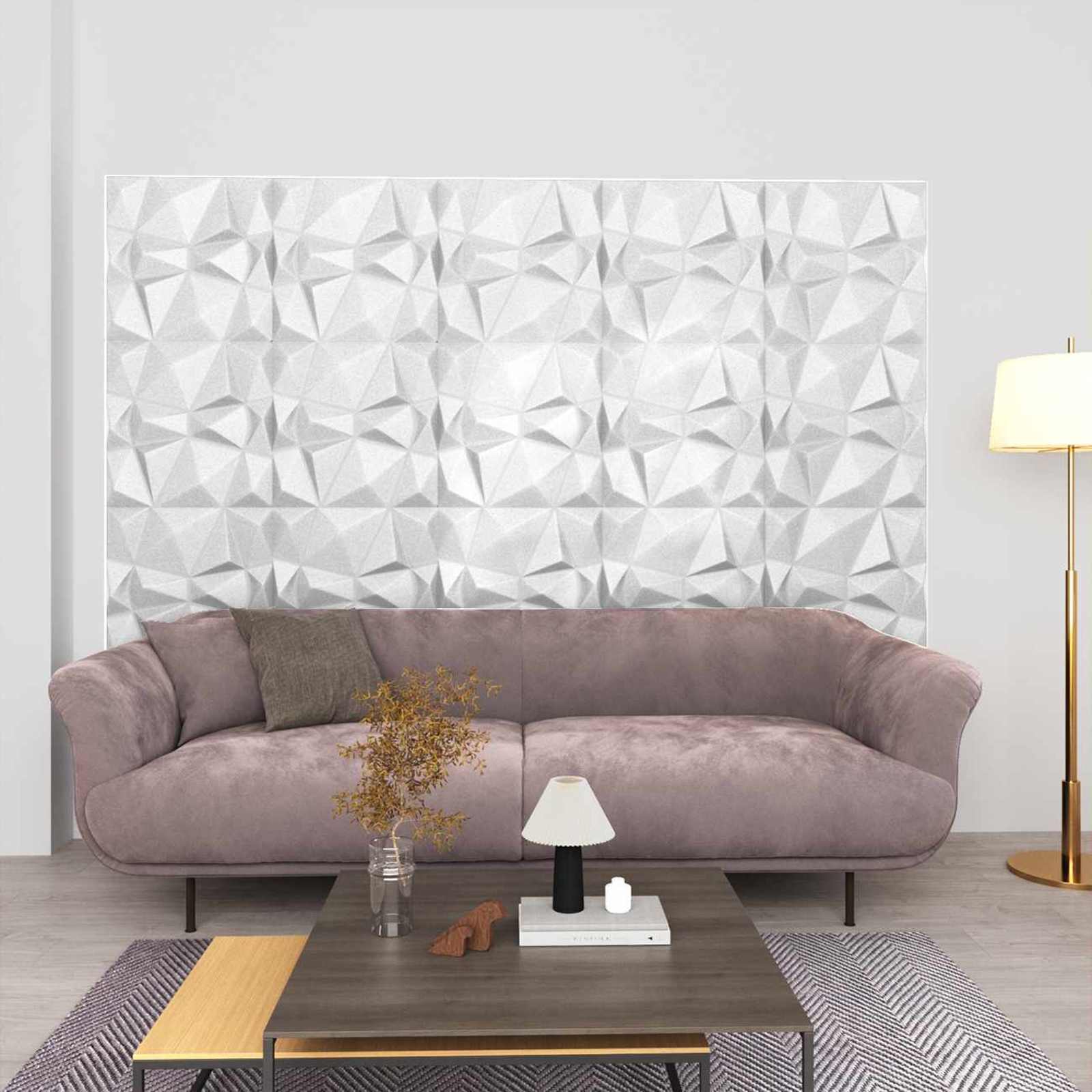 Seinäpaneelit 12 Pcs Timanttivalkoinen 50 X 50 Cm Xps Vaahdon