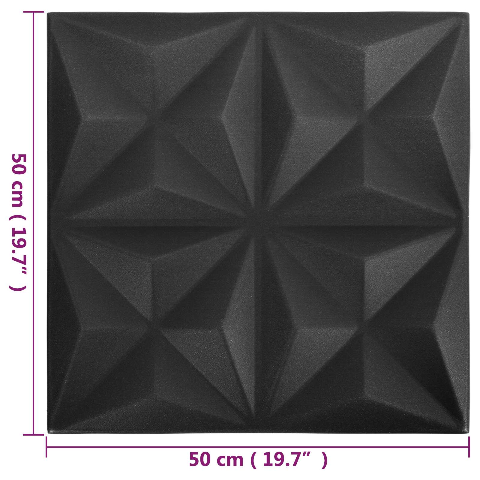Seinäpaneelit 24 Pcs Origami Musta 50 X 50 Cm Xps Vaahdon