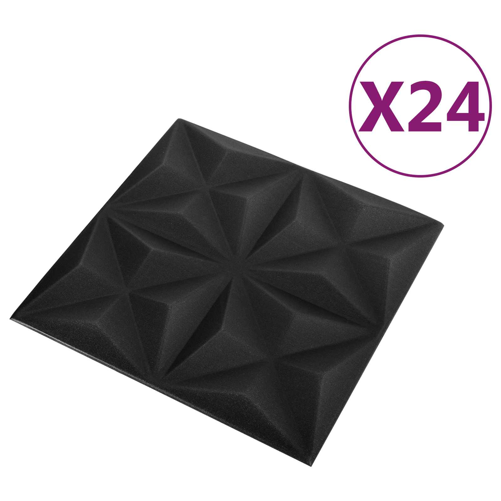 Seinäpaneelit 24 Pcs Origami Musta 50 X 50 Cm Xps Vaahdon