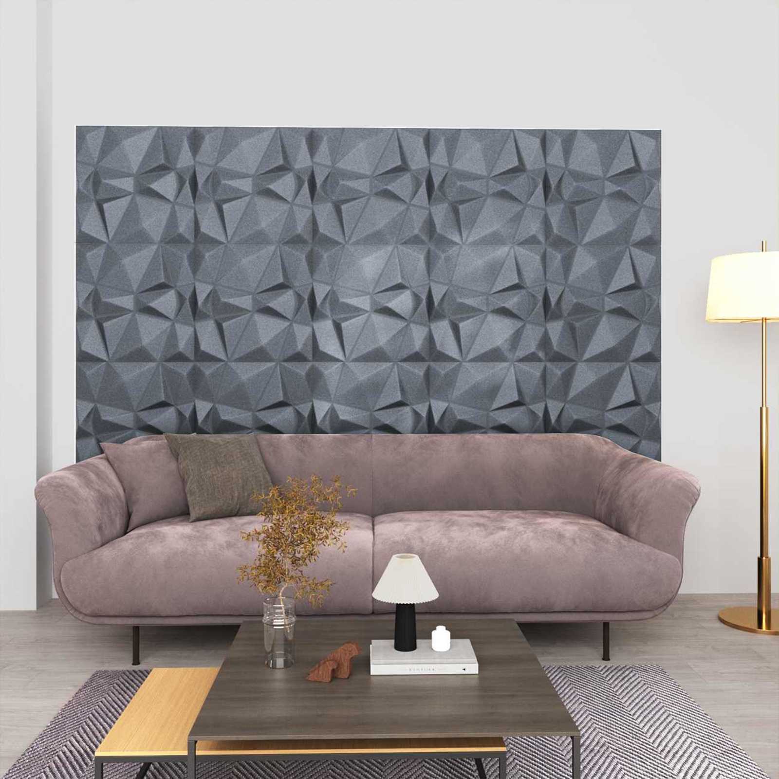 Seinäpaneelit 24 Pcs Timanttiharmaa 50 X 50 Cm Xps Vaahdon