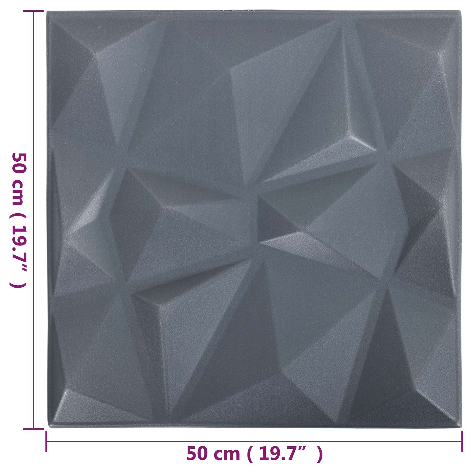 Seinäpaneelit 24 Pcs Timanttiharmaa 50 X 50 Cm Xps Vaahdon