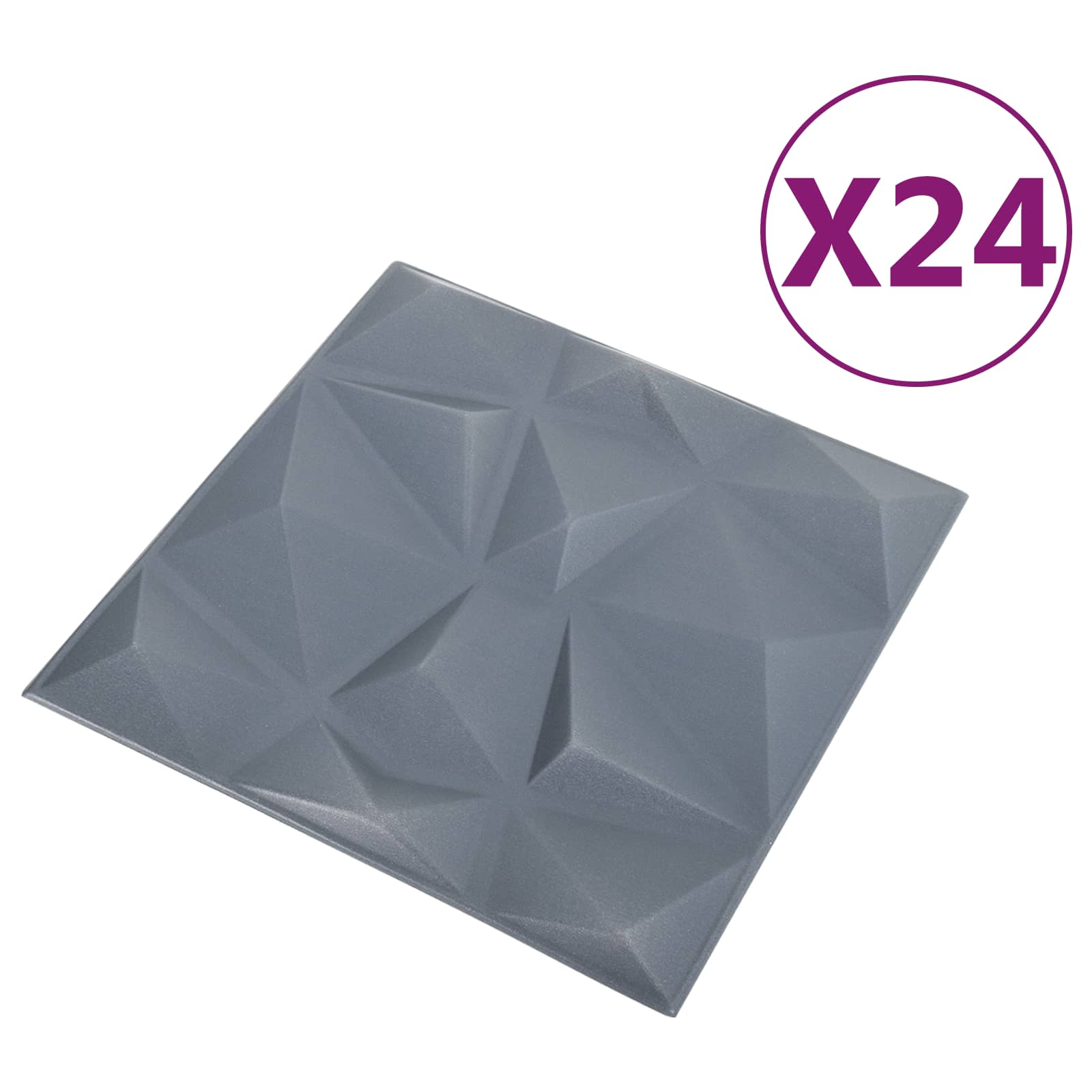 Seinäpaneelit 24 Pcs Timanttiharmaa 50 X 50 Cm Xps Vaahdon