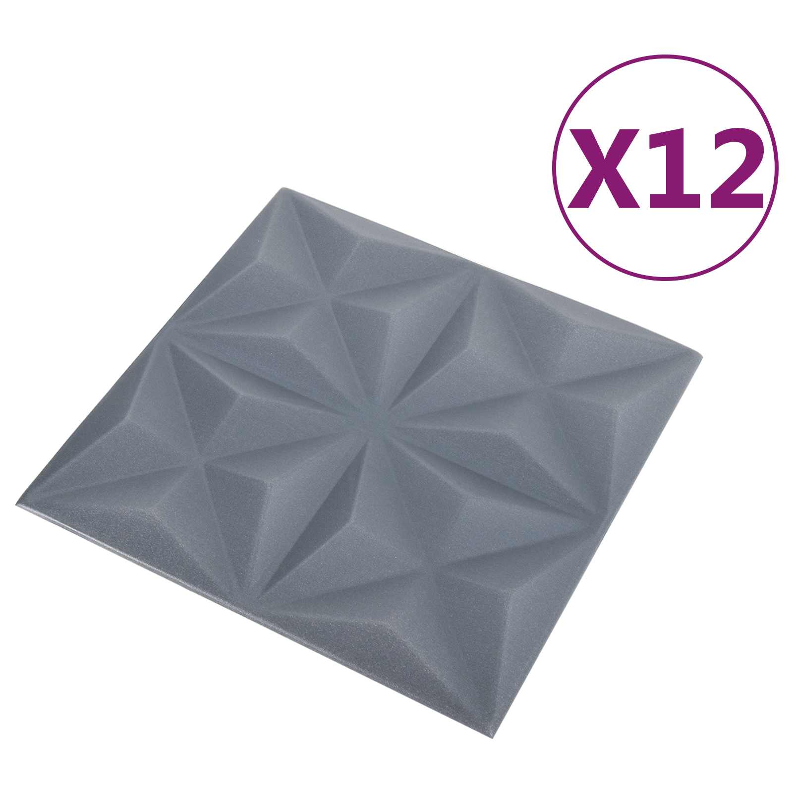 Seinäpaneelit 12 Pcs Origami Harmaa 50 X 50 Cm Xps Vaahdon