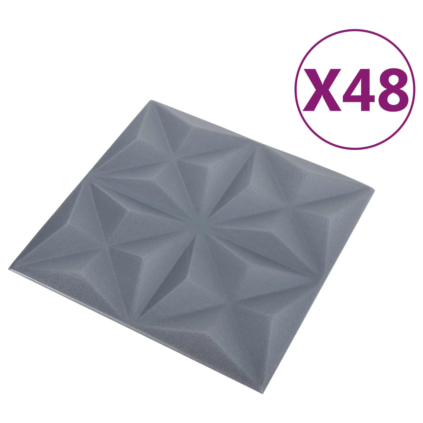 Seinäpaneelit 48 Pcs Origami Harmaa 50 X 50 Cm Xps Vaahdon
